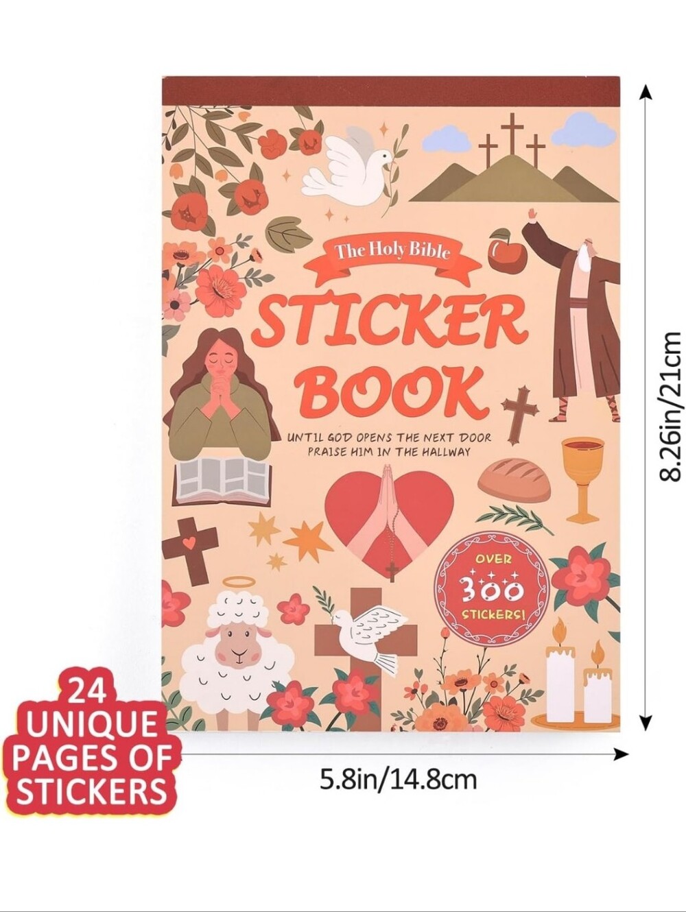 Holy Bible Sticker Book - Peach Floral Design